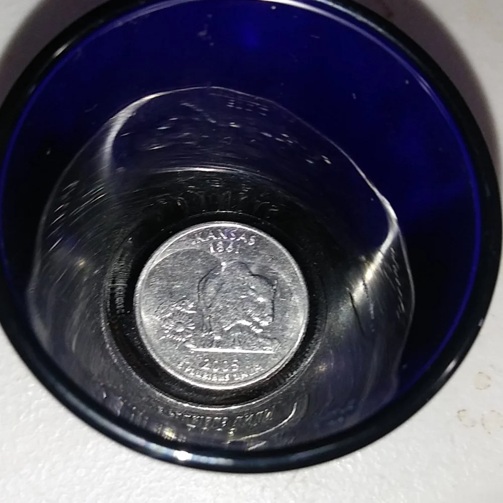 Cobalt Blue Kentucky Derby Shot Glass Collectable Souvenir Horse Racing Barware